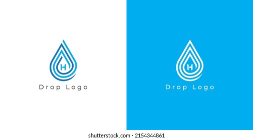 Water Drop Logo Concept sign icon symbol Design. Water Drop with Letter H. Vector illustration logo template