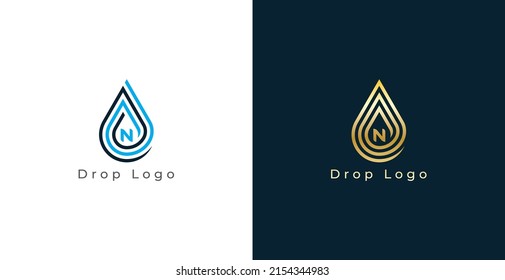 Water Drop Logo Concept sign icon symbol Design. Water Drop with Letter N. Vector illustration logo template