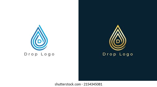 Water Drop Logo Concept sign icon symbol Design. Water Drop with Letter D. Vector illustration logo template
