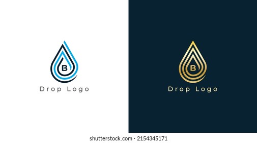 Símbolo del icono Diseño del símbolo de concepto del logotipo de caída de agua. Caer agua con letra B. Plantilla de logotipo de ilustración de vector