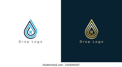Water Drop Logo Concept sign icon symbol Design. Water Drop with Letter R. Vector illustration logo template