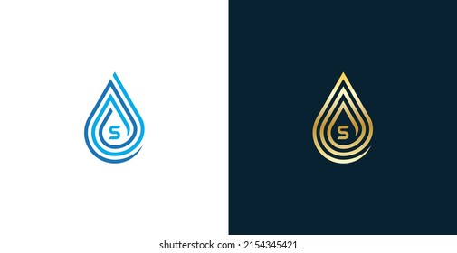 Water Drop Logo Concept sign icon symbol Design. Water Drop with Letter S. Vector illustration logo template