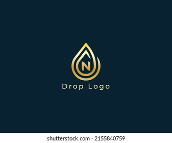 Water Drop Logo Concept sign icon symbol Design with Letter N. Vector illustration logo template