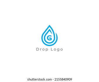 Símbolo del icono de signo del logotipo de caída de agua Diseño con letra G. Plantilla de logotipo de ilustración de vector