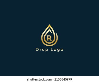 Water Drop Logo Concept sign icon symbol Design with Letter R. Vector illustration logo template