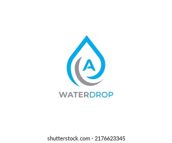 Water Drop Logo Concept sign icon symbol Design with Letter A. Drop Logo Design. Vector illustration logo template
