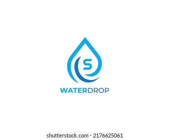 Water Drop Logo Concept sign icon symbol Design with Letter S. Drop Logo Design. Vector illustration logo template