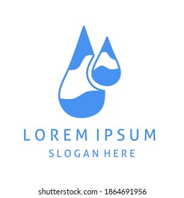 Concepto del logo de la gota de agua. Símbolo de agua para la vida, ecología. Estilo de diseño plano - vector