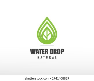 Water drop logo creative line nature water drop leave creative
