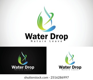 water drop logo creative nature leave health care mineral business design