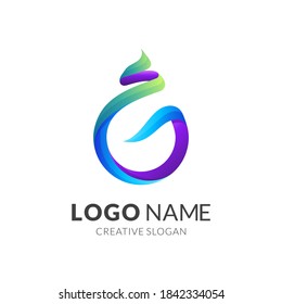water drop logo design with 3d colorful style