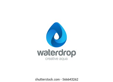 Water Drop Logo Design 3D Vector Template.
Waterdrop Icon. Infinite Aqua Droplet Logotype Idea