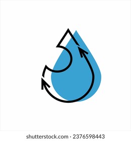 Water drop logo design with abstract number 5 illustration in recycling concept.