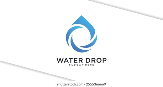 Water drop logo design. Aqua natural dropplet icon. Premium Vector