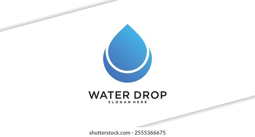 Water drop logo design. Aqua natural dropplet icon. Premium Vector