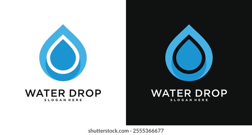 Water drop logo design. Aqua natural dropplet icon. Premium Vector