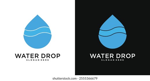 Water drop logo design. Aqua natural dropplet icon. Premium Vector