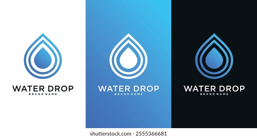 Water drop logo design. Aqua natural dropplet icon. Premium Vector