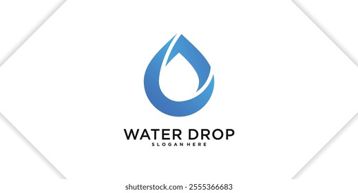 Water drop logo design. Aqua natural dropplet icon. Premium Vector