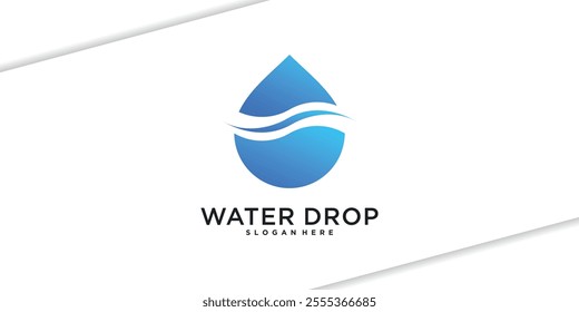 Water drop logo design. Aqua natural dropplet icon. Premium Vector