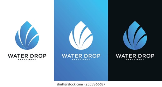 Water drop logo design. Aqua natural dropplet icon. Premium Vector