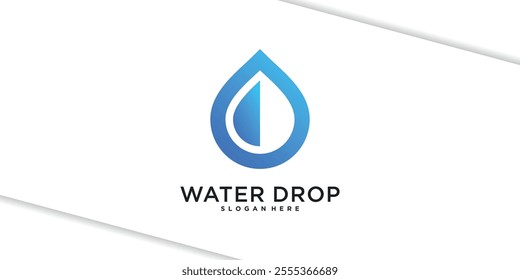 Water drop logo design. Aqua natural dropplet icon. Premium Vector