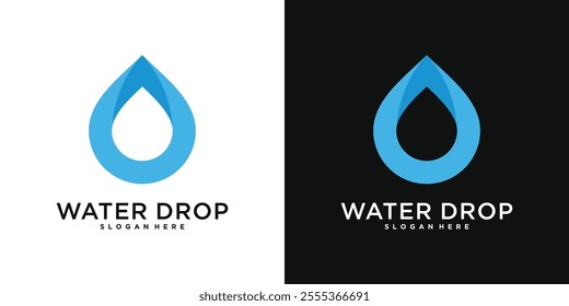 Water drop logo design. Aqua natural dropplet icon. Premium Vector