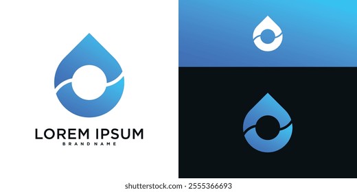 Water drop logo design. Aqua natural dropplet icon. Premium Vector