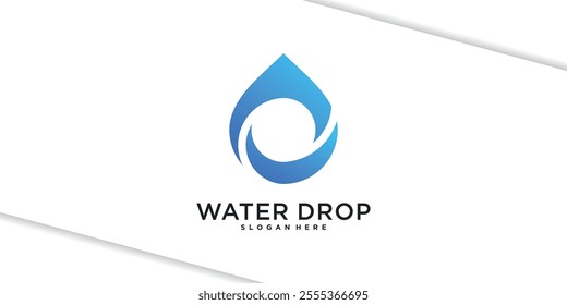 Water drop logo design. Aqua natural dropplet icon. Premium Vector