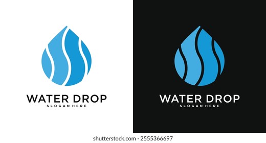 Water drop logo design. Aqua natural dropplet icon. Premium Vector