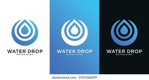 Water drop logo design. Aqua natural dropplet icon. Premium Vector