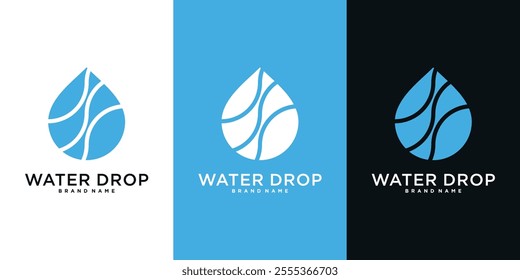 Water drop logo design. Aqua natural dropplet icon. Premium Vector