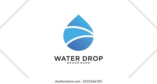 Water drop logo design. Aqua natural dropplet icon. Premium Vector