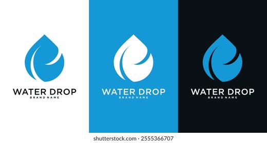 Water drop logo design. Aqua natural dropplet icon. Premium Vector