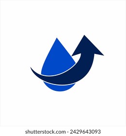 Water drop logo design with arrow sign.