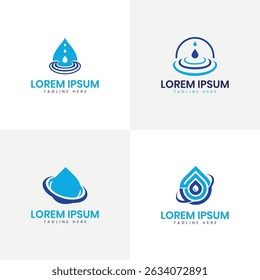 Water drop logo design bundle collection water shape drop aqua business