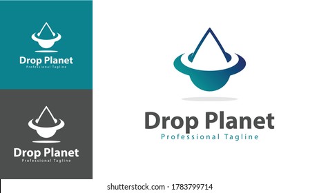 Water drop logo design combined with a planetary ring. There are two color concepts. vector