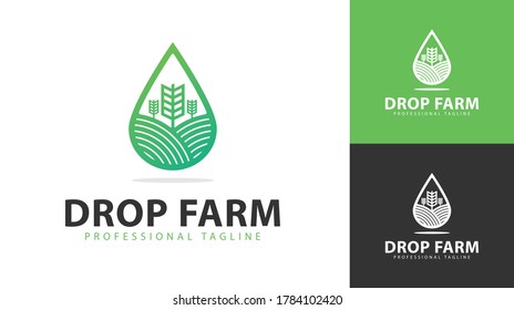 The water drop logo design is combined with the shape of the garden. There are several color concepts. vector