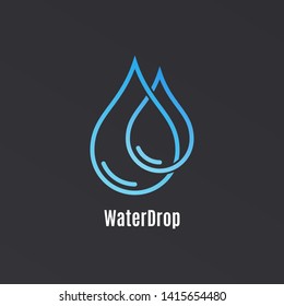 Water drop logo design. Droplet water icon on black background