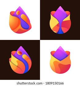 Diseño de logotipo de caída de agua a todo color Vector Premium