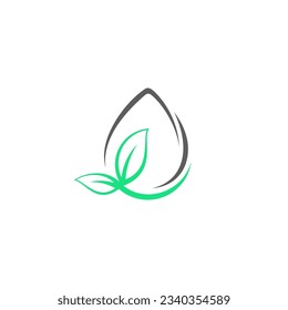 Water drop logo design with leaf combination