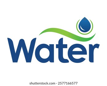 Water drop logo design, leaf and water logo with water text