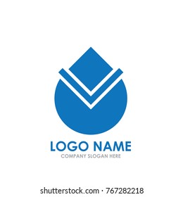 Water drop logo design with letter V in center
