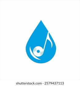 Water drop logo design with musical notation.