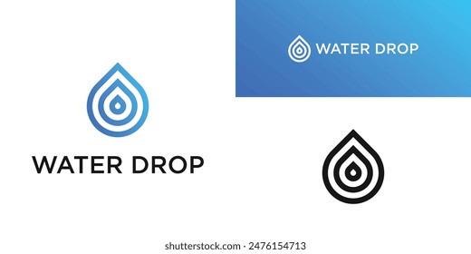Water drop logo design with a simple and minimalist template. Premium Vector