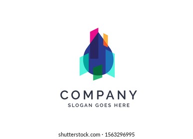 Water drop logo design template vector
