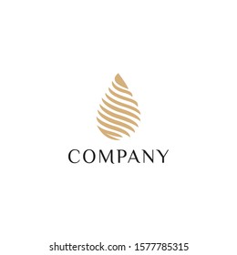 Water drop Logo design vector template Linear style. Blue Droplet lines aqua Logotype icon