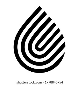 Water drop Logo design vector template linear style, black vector illustration