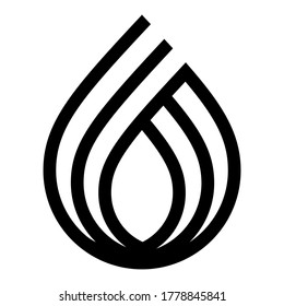 Water drop Logo design vector template linear style, black vector illustration