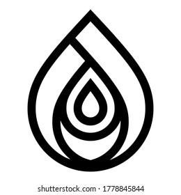 Símbolo de caída de agua, signo negro para su logotipo, ilustración vectorial